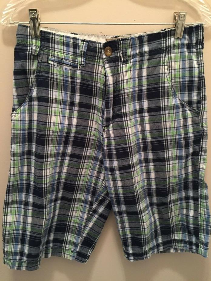 RUFF HEWN GREEN NAVY WHITE AND BLUE PLAID SHORTS BOYS TEENS SIZE 14