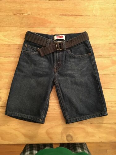 Levis 505 Boys Size 8 Regular Denim Jean Shorts Dark Wash Blue Relaxed Casual