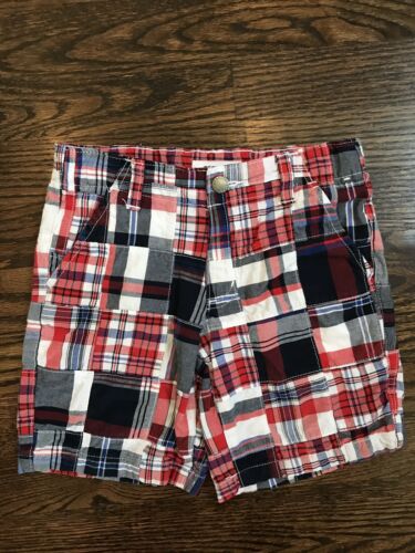 Gymboree Toddler Boys Patchwork Madras Plaid Shorts Red White Blue 4T