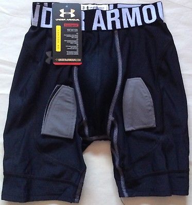NWT UNDER ARMOUR FITTED BOYS BLACK HOCKEY SHORTS W/CUP 1222148 LARGE $49.99