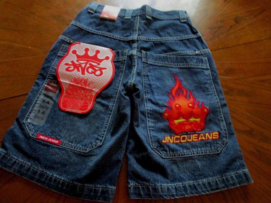 NWT JnCo Jeans  shorts vintage skate board wide leg baggy CROWN boy size 14 rare