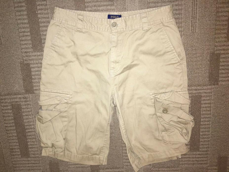 Polo Ralph Lauren Khaki Cargo Shorts Size 16 XL Boys 100% Cotton Tan Worn Once