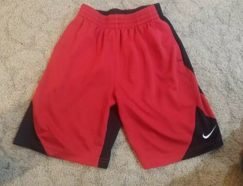 Boys Nike Dri-Fit Basketball Shorts Red Black With Pockets Size Large