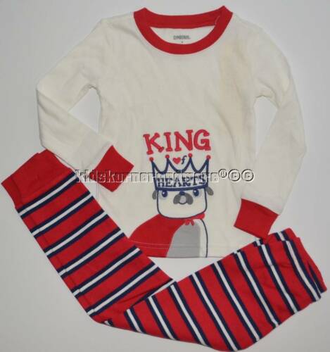 Gymboree Boys Gymmies 3 3T King of Hearts Dog Red Striped Winter Pajamas