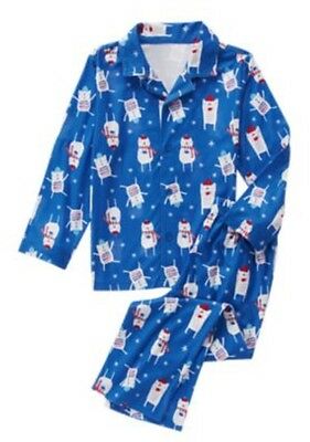 Gymboree Boy Gymmies 7-8 Flannel Bear Pajama Set Gymmies Sleep Set Blue Holiday