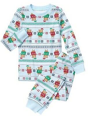 Gymboree Boy Gymmies 10 Holiday Bear Pajamas PJs Winter Snowflakes Blue Green
