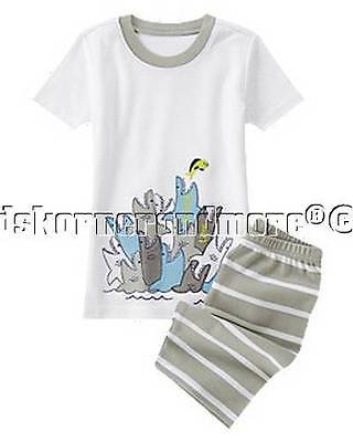 Gymboree Boys gymmies 3 3T Snack Time Shark Pajamas PJs Blue Gray Shortie Set