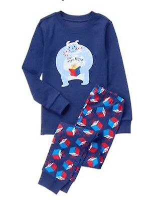 Gymboree Boys Gymmies 10 Blue Yeti Pajamas PJs Winter Holiday Bear Present