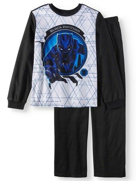 NWT Boy's Sz 4 - 5 Black Panther Flannel Pajamas NEW