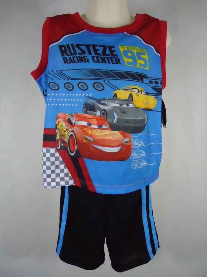 Disney Pixar Cars Boy's 2 Piece Pajama Set(Sleeveless Shirt&Short Pants)-XS(4/5)