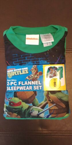 Boys Ninja Turtles 2 piece Flannel Pajamas Sleepwear Set Size 8, NEW!