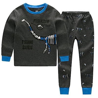 CNBABY Boys Pajamas Endoskeleton-Dinosaur Little Kids Pjs Sets 100% Cotton