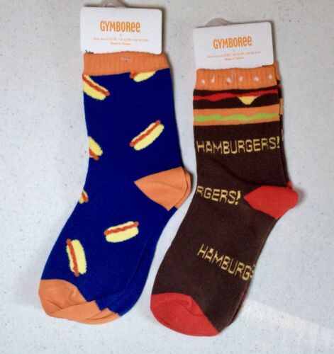 New 2 Pairs Gymboree Hamburger Hot Dog Socks Sz Small Shoe Sz 11/12