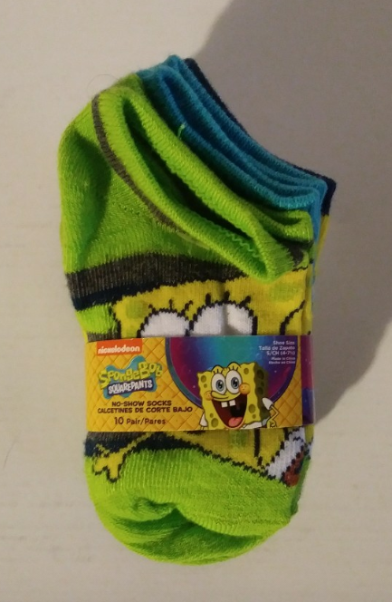 Spongebob Squarepants no-show socks 10 pairs, s/ch 4 - 7 1/2