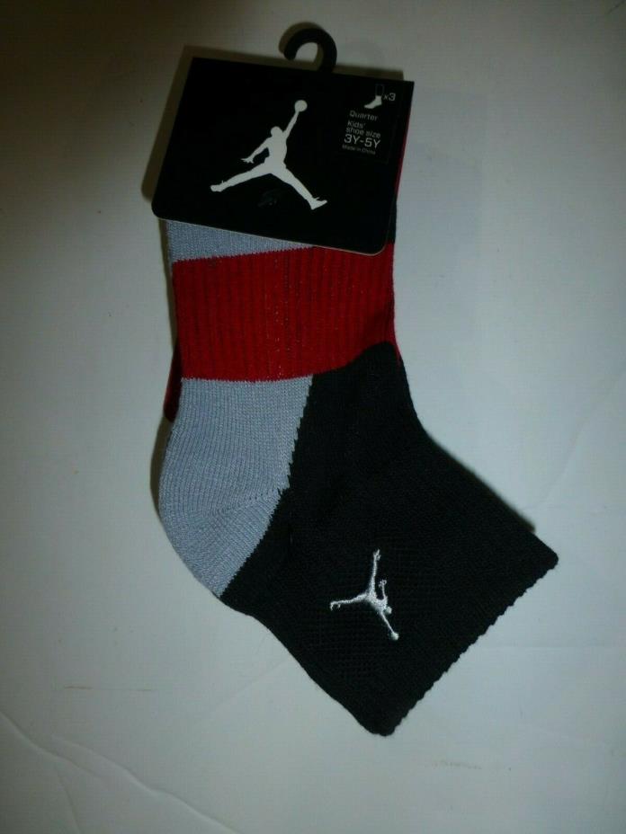 3 Pair of Quarter Socks Nike Boys Kids Air Jordan Jumpman 23 New Shoe Size 3Y-5Y