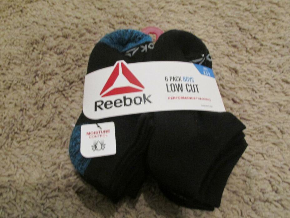 REEBOK Boys 6 Pack Low Cut Socks, Sock Sz 8.5-2 new