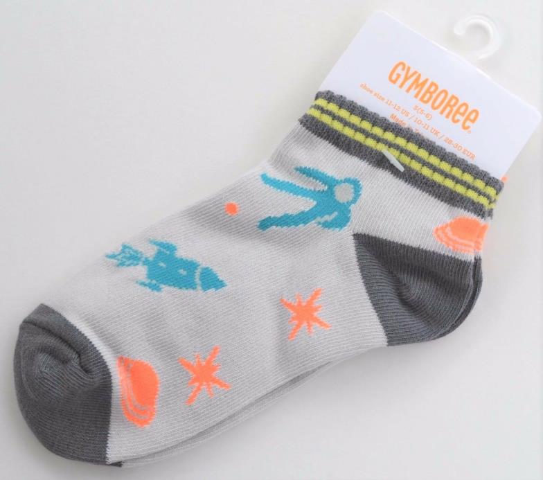 NEW!  GYMBOREE SPACE BOYS ANKLE SOCKS - SIZE SMALL (FITS SHOE SIZE 10-12)