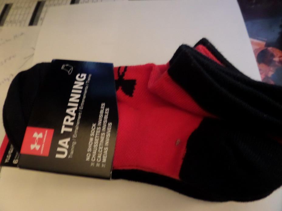 bnwt boys 6pk under armour training no show  socks-size ylg-=1-4y-assorted color
