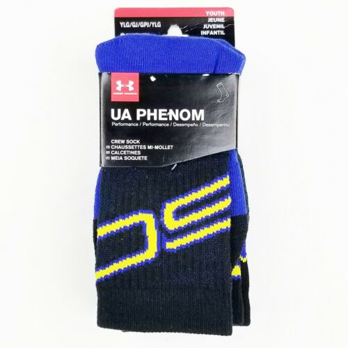 Under Armour Boys Socks Youth Large Phenom Steph Curry Crew 3 Pack Royal Blue