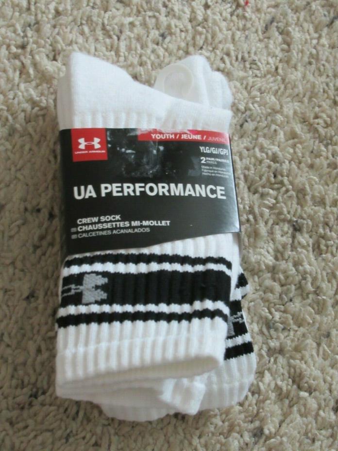 Under Armour Performance Youth Boys Crew Socks YLG ~~2 Pairs~~