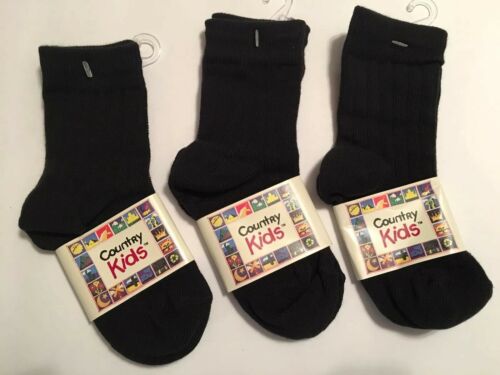 Country Kids Boys' Dress Rib Cotton Blend Crew 3 Pair Socks Black 5-6