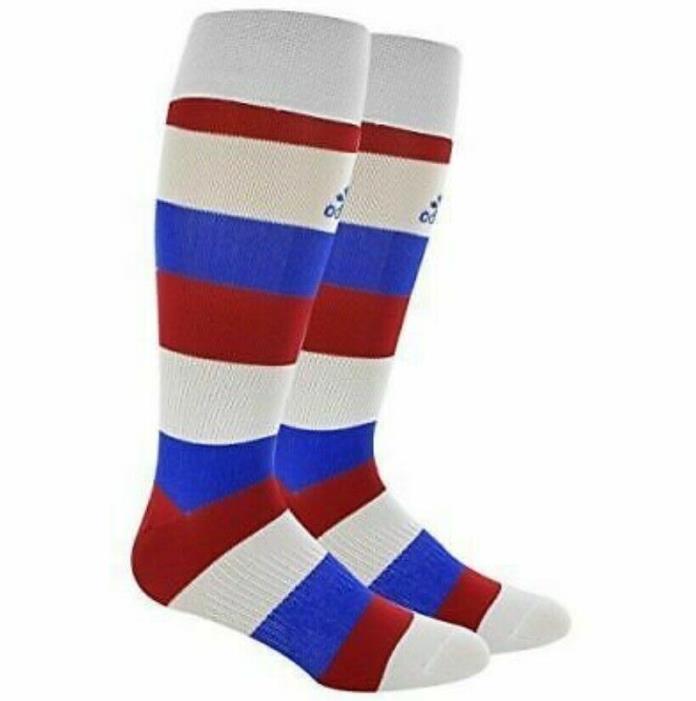 Adidas Metro Hoop Soccer Socks, Youth Shoe Size 13C-4Y, Small, Red, White, Blue