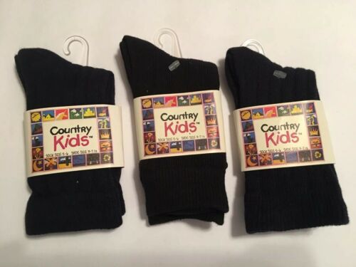 Country Kids Boys' Dress Rib Cotton Blend Crew 3 Pair Socks Navy 5-6