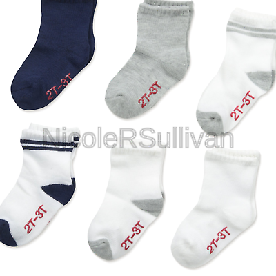 Hanes Boys' Toddler 6-Pack Crew Socks, Assorted 5/2T-3T