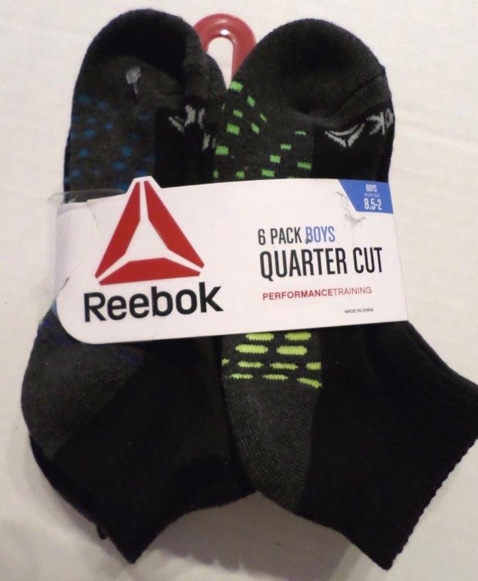 Reebok Boys 6/Pr Qtr Cut Sock Size 7-8.5 - Shoe Size 8.5-2 Black/Multi-Color