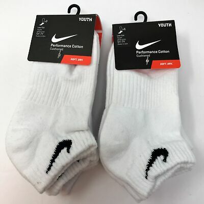 6 Pairs ~ Nike Boys Size M 5Y- 7Y Performance Low-Cut Socks SX4720 101 White