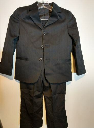 George Size 6 Boys Suits Coat Jacket Pants Set Black Tonal Stripe New