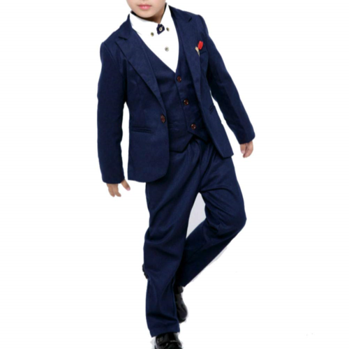 4 Piece Suit for Boys Slim Formal Suit Set Tuxedo Suit with Vest and Pants Set 4