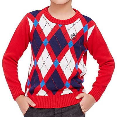 KATKUT Boys Sweaters Kids School Uniforms Sweater Little Kids Crew Neck Fleece