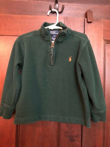 Toddler Boy’s Hunter Green Ralph Lauren Half Zip Pull Over Sweater Size 4/4T