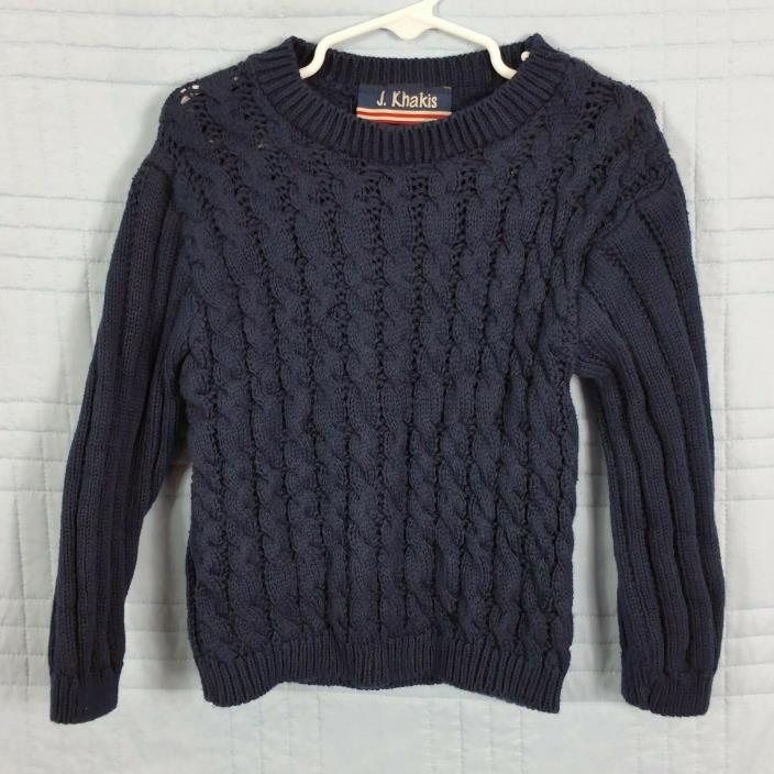 J.Khaki Boys Medium Navy Long Sleeve Pullover Cable Crew Neck Sweater