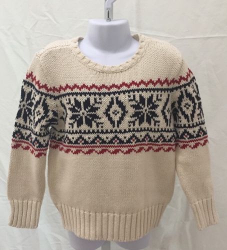 Polo Ralph Lauren Tan, Red,& Blue Toddler Snowflake Sweater SZ 6 Retail $69