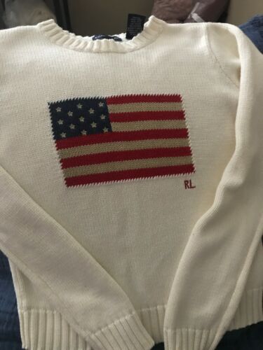 Kids Ralph Lauren Flag Sweater Cream Medium 7-8
