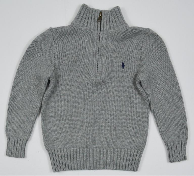 Polo Ralph Lauren #7233 NEW Boys' Size 5 Grey 1/3 Zip Pullover Sweater $49.50