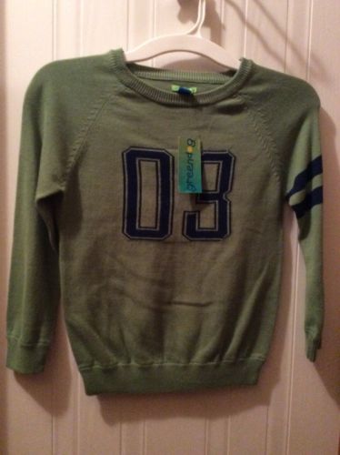 GREENDOG Boys Youth Long Sleeve Green Sweater Size 7 Pullover NWT
