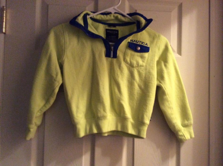 Nautica Pullover Neon Yellow w/ Blue 1/4 Zip Size Youth Boys XL 18/20