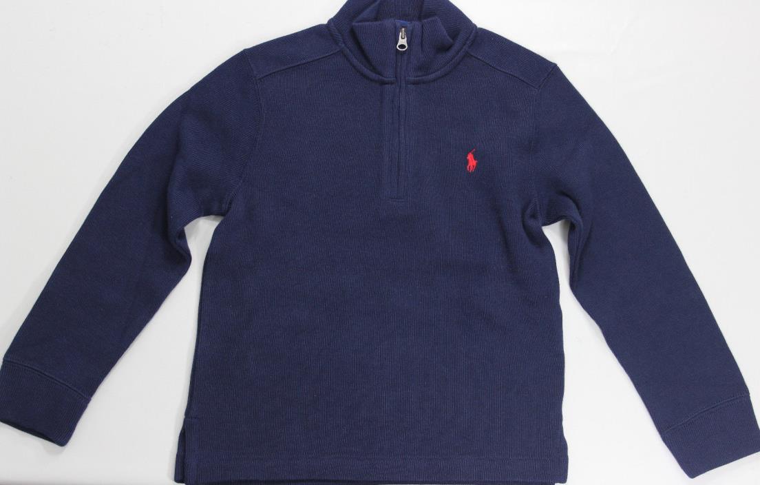 Polo Ralph Lauren Half Zip Boys Sweater 5 Navy Red Pony Cotton