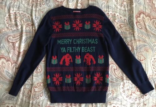 Tacky Christmas Sweater “Merry Christmas Ya Filthy Beast” Home Alone L 12-14 Boy