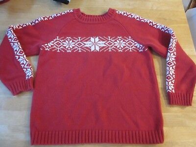 Hanna Andersson Handsome Red Nordic Style Cotton Sweater Sz 120 5 6 Snowflake