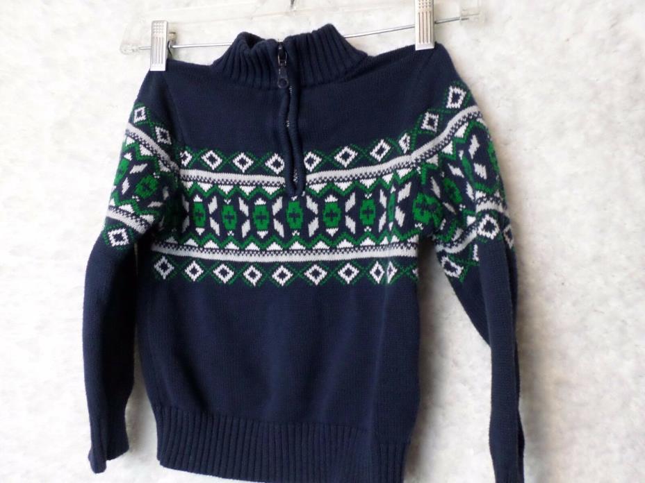 Boy's Arizona 1/4 Zip Navy Sweater 100 % Cotton Size 5 T Cool Design