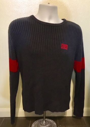 Guess Jeans Blue Sweater Pullover Boys Size XL 20 Crewneck Red Accents Casual