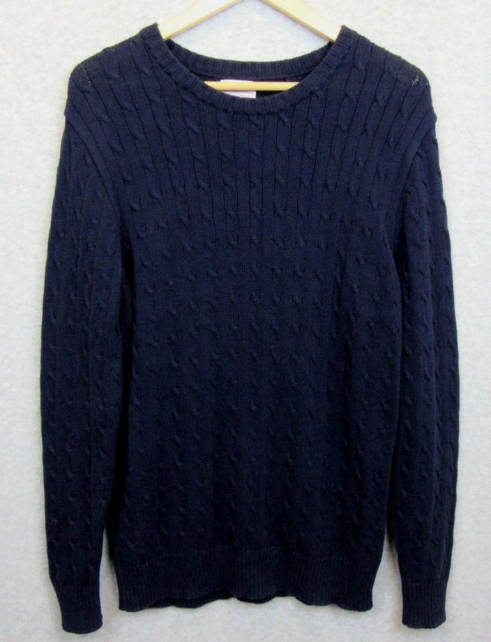 Target Brand Boys Sz XL Extra Lg 16/18 Cableknit Sweater Navy Blue 100% Cotton