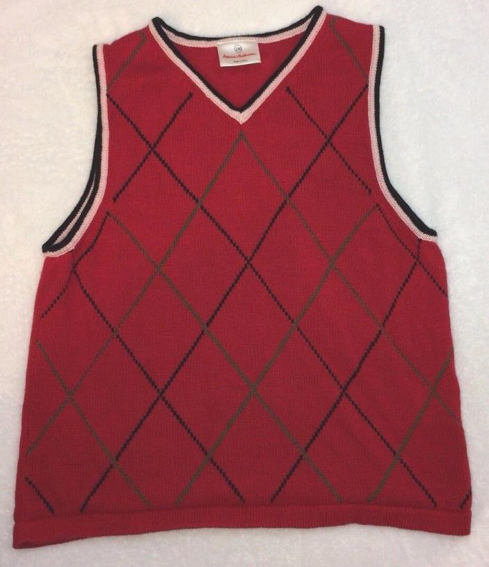 Hannah Andersson Boy’s kid’s Size 130 Christmas Argyle Sweater Vest Red Green