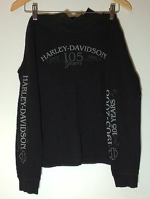 Harley-Davidson Boys Youth Pullover Medium 105th Anniversary Black Long Sleeves