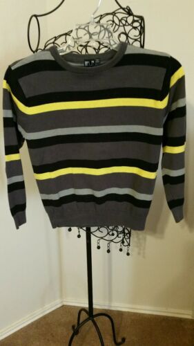 U Boy's Pull Over Long Sleeved Multi-Color Striped Sweater Size M 100 % Cotton