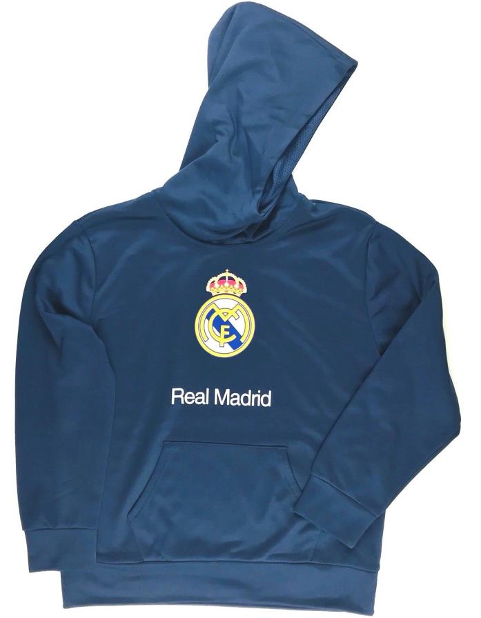Real Madrid Fleece Hoodie Sweatshirt Size Large Boys Youth Navy Blue